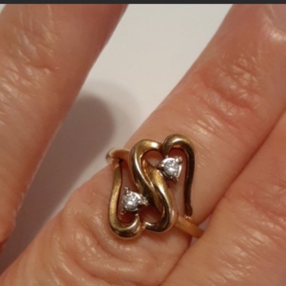 Elegant Gold Ring with Diamond Accents size 2.75 - Picture 2 of 4